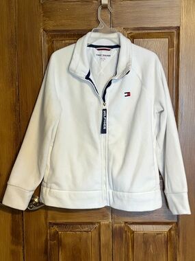 Tommy Hilfiger Sport White Fleece Teddy Jacket Size Large